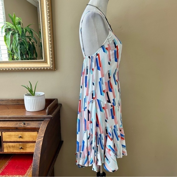YUMI KIM Destination Dress in Split Screen Red White Blue Shift Mini Slip Size L - Picture 6 of 12